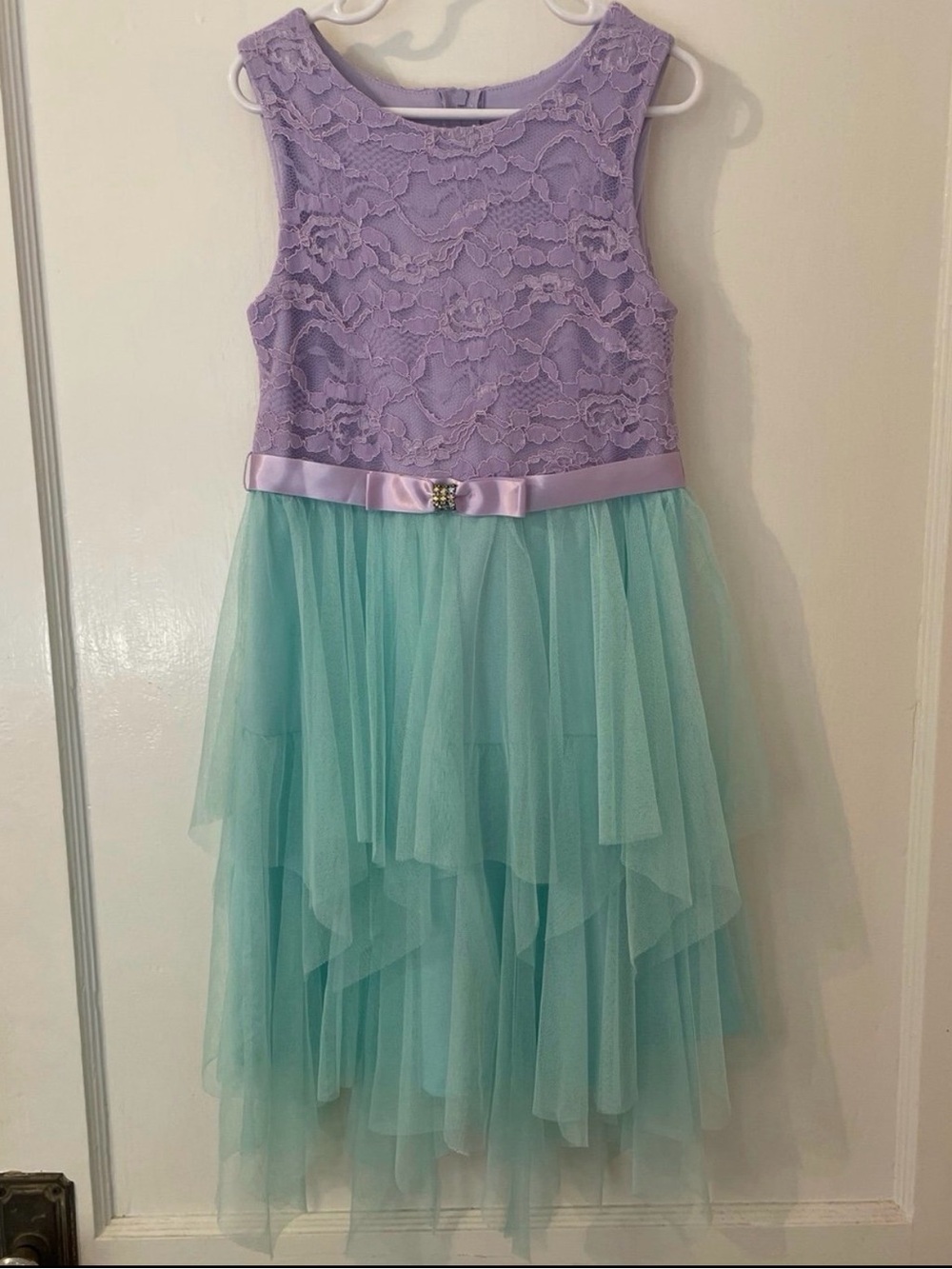 size 8 Girls dress Lace Bodice with Aqua Tulle, party, special occasion